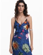 DESIGUAL Флорална рокля с асиметричен подгъв