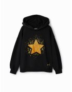 DESIGUAL Худи с бляскава звездовидна апликация - Златист/Черен