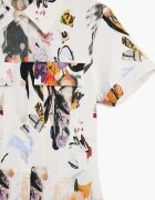 DESIGUAL Къса флорална рокля-риза Бял/Избеляло черно