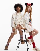 DESIGUAL Къса памучна пола Мръснобял