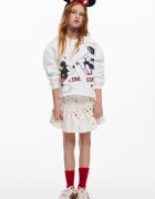 DESIGUAL Къса памучна пола Мръснобял