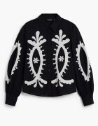 DESIGUAL Памучна риза с бродерия Сан Гало Черен/Мръснобял