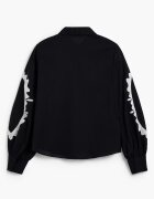 DESIGUAL Памучна риза с бродерия Сан Гало Черен/Мръснобял