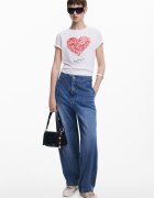DESIGUAL Памучна тениска с принт Бял