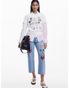 DESIGUAL Памучна тениска с принт на Mickey&Minnie - Бял