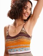 DESIGUAL Раирана рокля Кафяв/Изгорен портокал