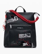 DESIGUAL Раница от еко кожа с детайли Mickey Mouse Черен