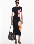 DESIGUAL Рокля-тениска с флорален десен - Черен