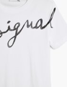 DESIGUAL Тениска с памук с овално деколте и лого Бял
