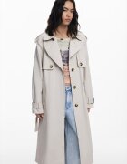 DESIGUAL Тренч с набран гръб Светло сив