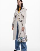 DESIGUAL Тренч с набран гръб Светло сив