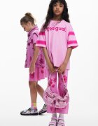 DESIGUAL Уголемена тениска с лого Розово