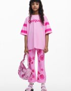 DESIGUAL Уголемена тениска с лого Розово