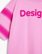 DESIGUAL Уголемена тениска с лого Розово