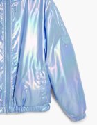 DESIGUAL Яке с качулка и метализиран ефект Светлосин