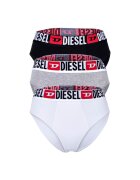 Diesel Бикини 26675 с лого на талията - 3 чифта - Бял/Черен/Сив