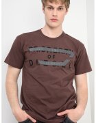 Diesel Памучна тениска с лого Norm - Тъмнокафяв/Черен