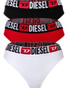 Diesel Танга с лого на талията - 3 чифта Черен/Бял/Аленочервен