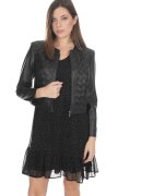 DiKa Eco Leather Jacket With Waved Design - Черен