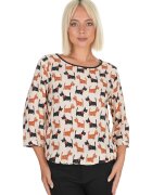 DiKa Лека блуза с три четвърти ръкав и принт на кученца