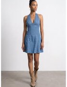 dilvin Мини рокля Leisure/Everyday halter син деним 100% tencel