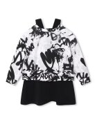 DKNY Блуза с щампа и рокля - 2 части - Бял/Черен
