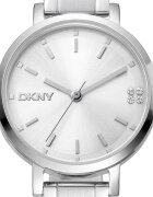 DKNY Часовник от неръждаема стомана с лого на циферблата Сребрист