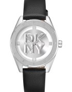 DKNY Часовник с кожена каишка Черен