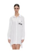 DKNY Дамска рокля памук и вискоза - бяла