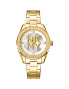 DKNY Дамски часовник Chambers Midi Gold - 34 мм - златна гривна - комплект с кутия