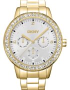 DKNY Дамски часовник Parsons Multi Glitz - злато с кристали - 40 мм - комплект с кутия
