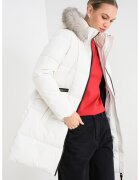 DKNY Капитонирано зимно яке с качулка с еко пух - Бял/Черен