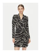 DKNY Рокля със зеброва шарка DD4J6D32 ZQO от полиестер - Черен/Бежов