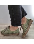 DOGATI Дамски перфорирани обувки 7154-1 Olive - Зелени