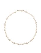 e-Crystal Колие от жълто злато 585 - 14К с бели култивирани перли 6 -5 мм - класическа закопчалка - 41 CM