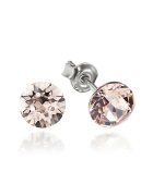 e-Crystal Обеци Сребро 925 родиево покритие с кристали Swarovski® Xirius 6 мм Розова пудра