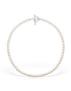 e-Crystal Сребърно колие 925 с бели култивирани перли 6 -5 мм - закопчалки