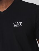 EA7 Тениска с памук и лого Избеляло черно/Бял