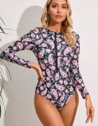 EFAYN.RO Бански EFAYN цял елегантен и удобен модел дълги ръкави и класически бикини Черен