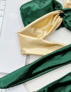 EFAYN.RO Дамски бански 2 части провокативен дуо модел регулируемо закопчаване през тялото кръгли аксесоари разкроено долнище EFAYN Зелен/Златист