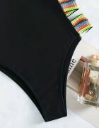 EFAYN.RO Дамски бански цял модел с провокативни изрезки гащички с класически изрезки цветни презрамки секси лятна тема EFAYN Черен