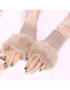 EFAYN.RO Дамски ръкавици модел за китка косъм в основата EFAYN Каки