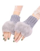 EFAYN.RO Дамски ръкавици модел за китка косъм в основата EFAYN Светло сив