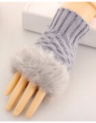 EFAYN.RO Дамски ръкавици модел за китка косъм в основата EFAYN Светло сив