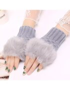 EFAYN.RO Дамски ръкавици модел за китка косъм в основата EFAYN Светло сив