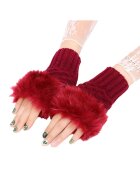 EFAYN.RO Дамски ръкавици модел за китка косъм в основата EFAYN Тъмночервен