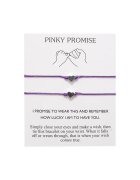 EFAYN.RO Комплект от 2 двойки гривни Pinky promise висулка сърце регулируема изработена от връв Лилав