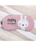 EFAYN.RO Маска за сън модел със сладки животинки резервен гел еластичен захват тема "Насладете се на момента" унисекс EFAYN Розово
