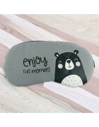 EFAYN.RO Маска за сън модел със сладки животинки резервен гел еластичен захват тема "Насладете се на момента" унисекс EFAYN Сив