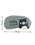 EFAYN.RO Маска за сън модел със сладки животинки резервен гел еластичен захват тема "Насладете се на момента" унисекс EFAYN Сив